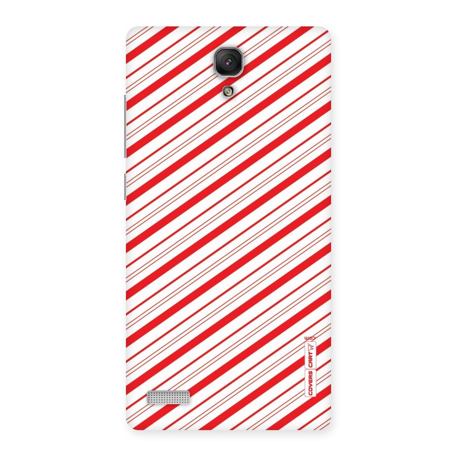 Red And White Diagonal Stripes Back Case for Redmi Note