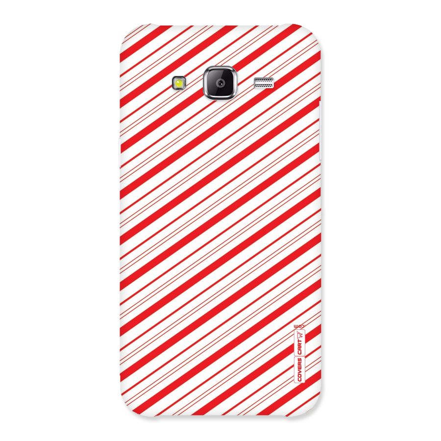 Red And White Diagonal Stripes Back Case for Samsung Galaxy J5