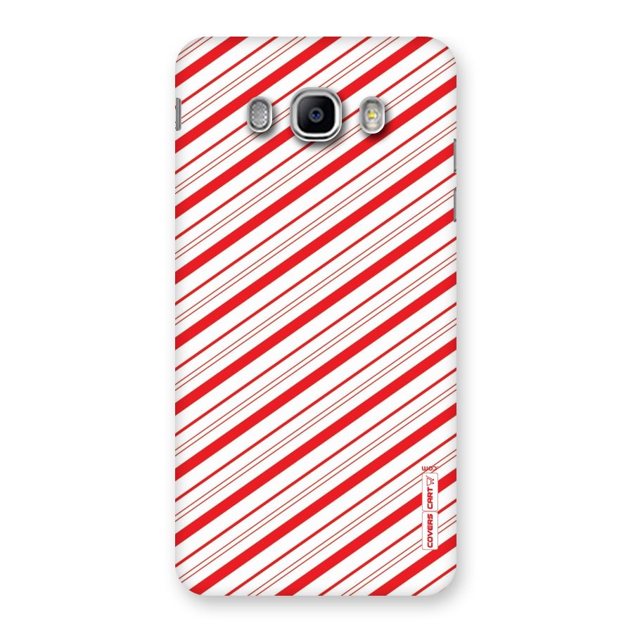 Red And White Diagonal Stripes Back Case for Samsung Galaxy J5 2016
