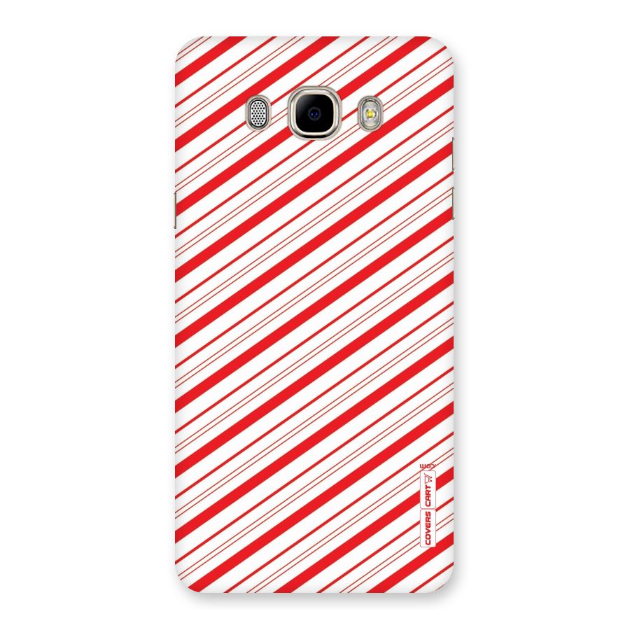 Red And White Diagonal Stripes Back Case for Samsung Galaxy J7 2016