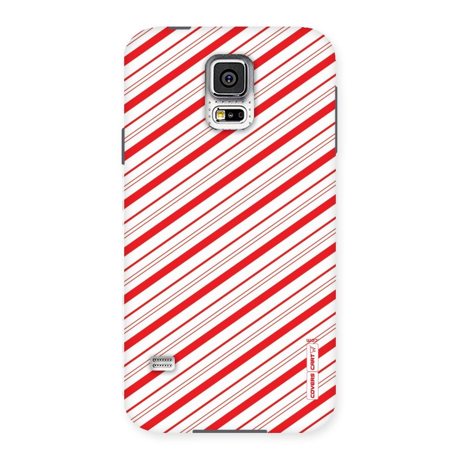 Red And White Diagonal Stripes Back Case for Samsung Galaxy S5