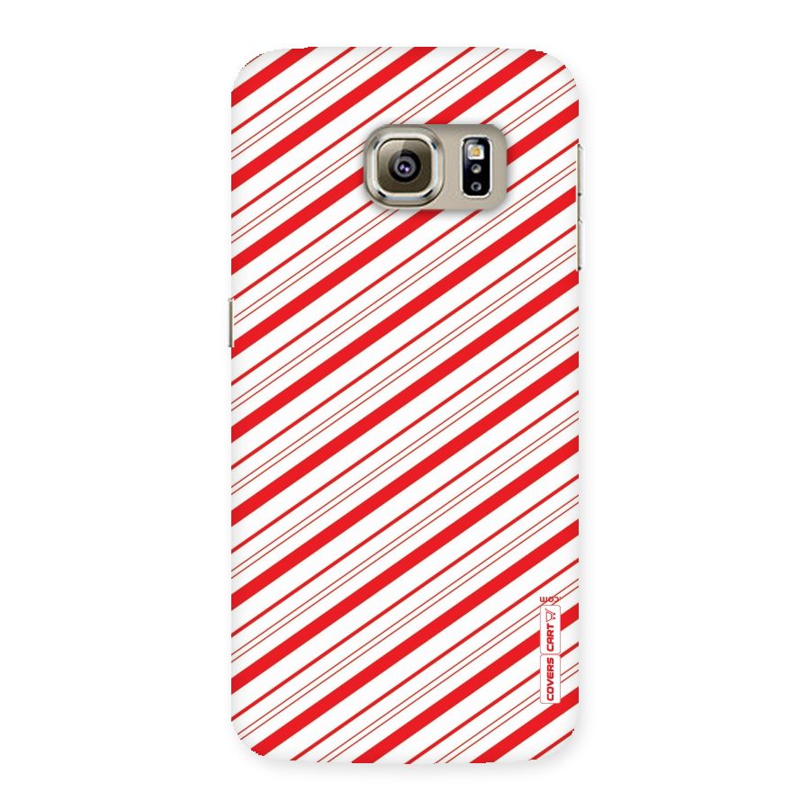 Red And White Diagonal Stripes Back Case for Samsung Galaxy S6 Edge