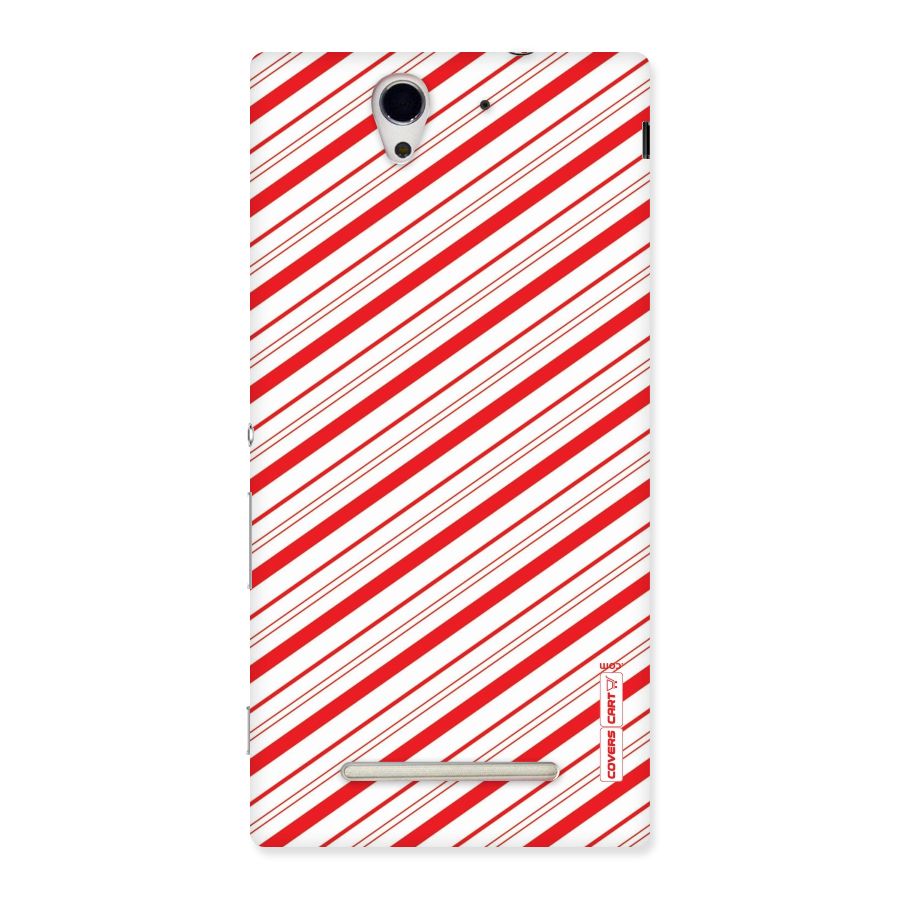 Red And White Diagonal Stripes Back Case for Sony Xperia C3