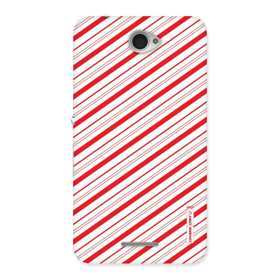 Red And White Diagonal Stripes Back Case for Sony Xperia E4