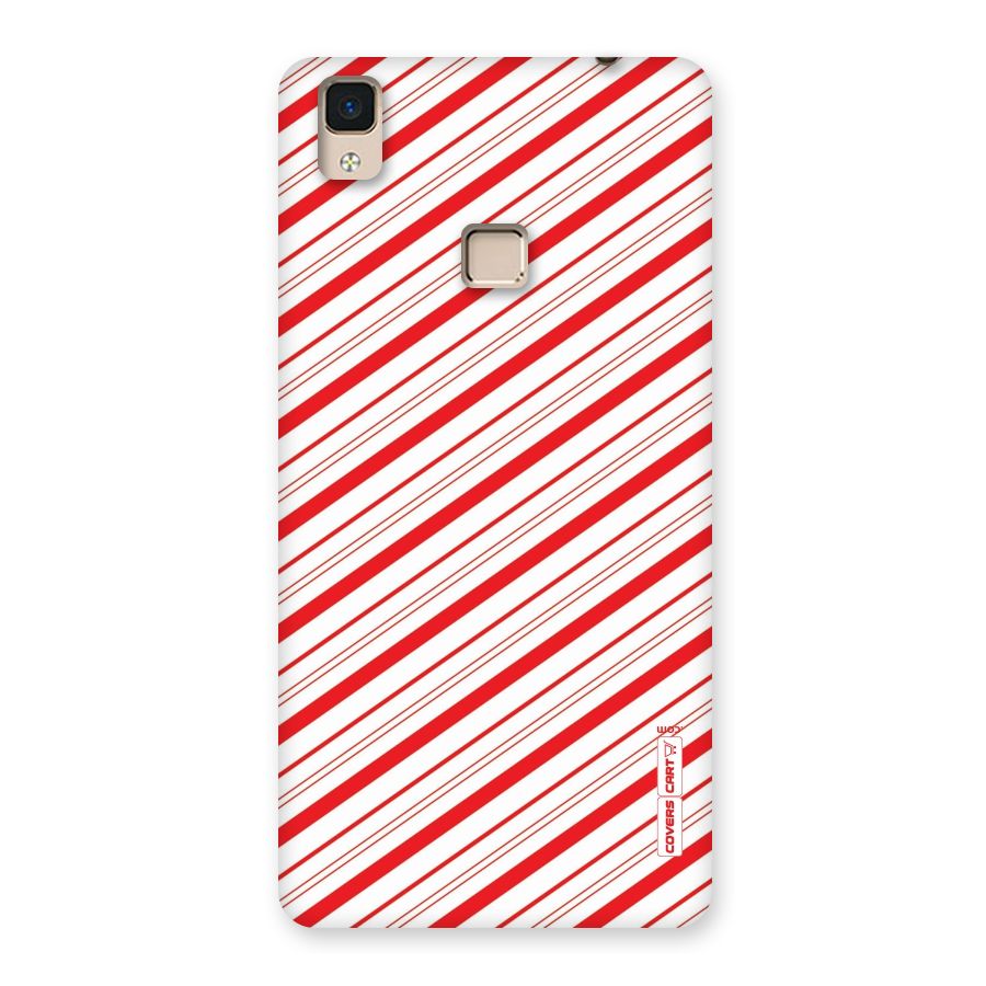 Red And White Diagonal Stripes Back Case for V3 Max