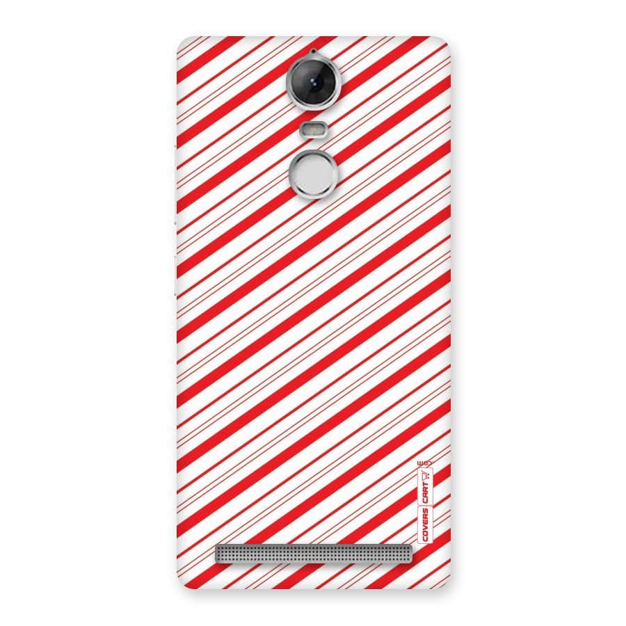 Red And White Diagonal Stripes Back Case for Vibe K5 Note