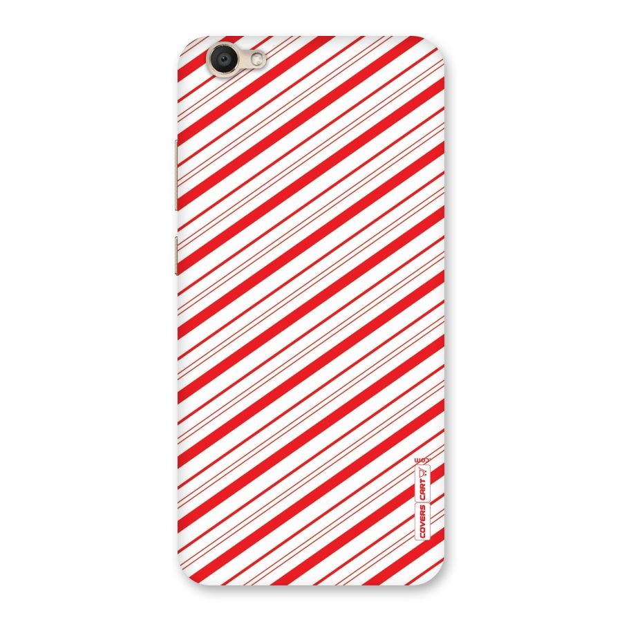 Red And White Diagonal Stripes Back Case for Vivo V5
