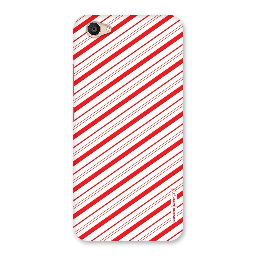 Red And White Diagonal Stripes Back Case for Vivo V5 Plus