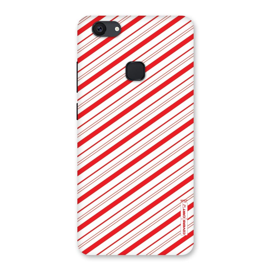 Red And White Diagonal Stripes Back Case for Vivo V7 Plus