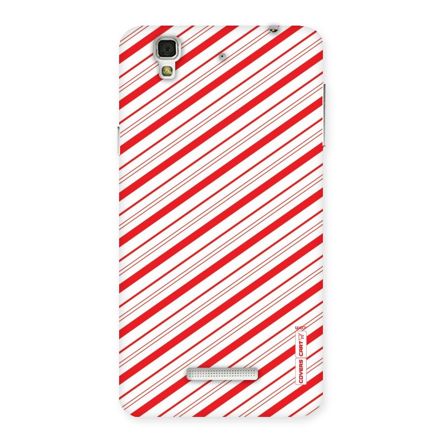 Red And White Diagonal Stripes Back Case for YU Yureka Plus