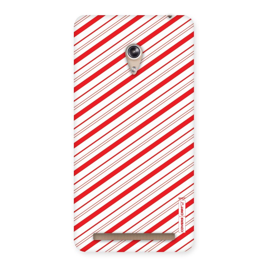 Red And White Diagonal Stripes Back Case for Zenfone 6
