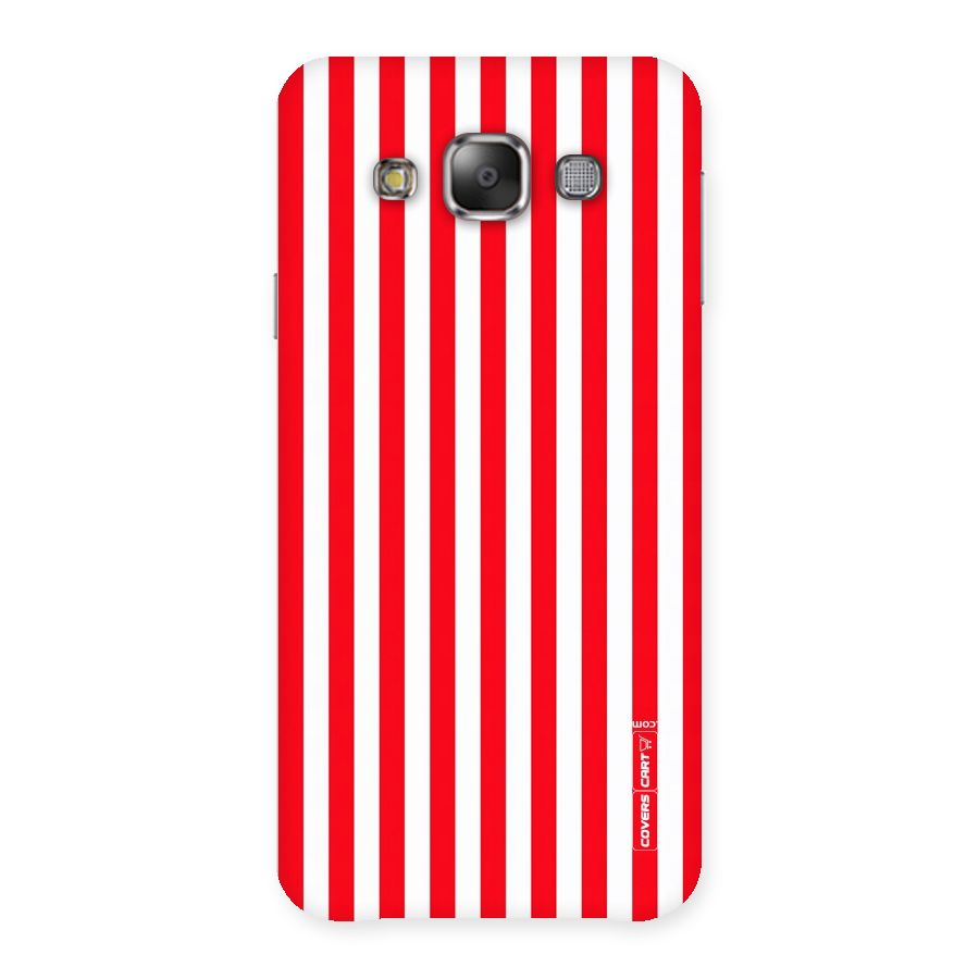 Red And White Straight Stripes Back Case for Galaxy E7