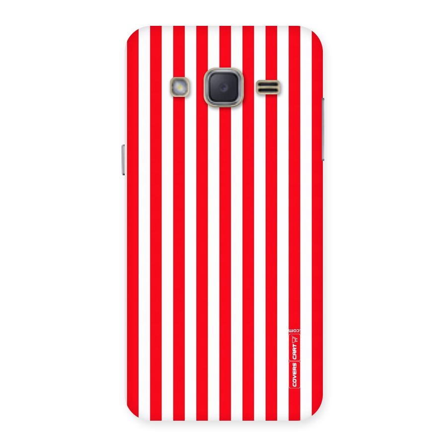 Red And White Straight Stripes Back Case for Galaxy J2