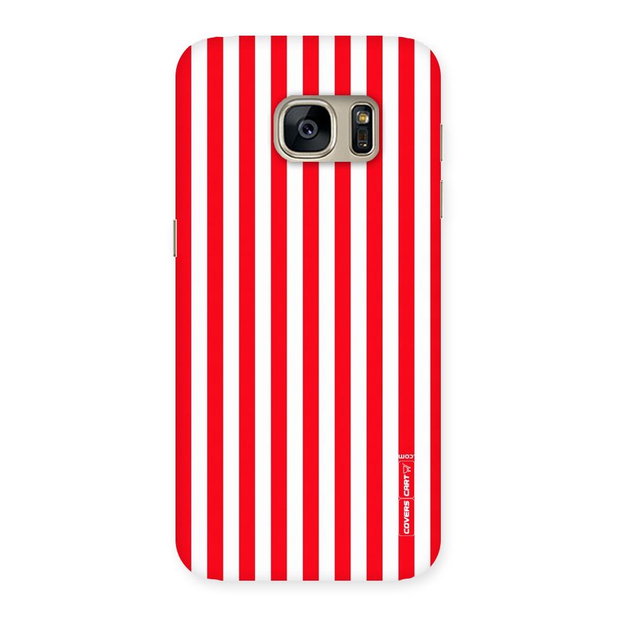 Red And White Straight Stripes Back Case for Galaxy S7