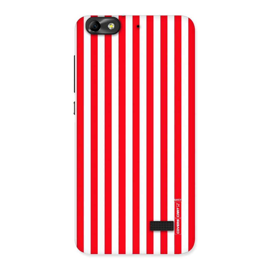 Red And White Straight Stripes Back Case for Honor 4C