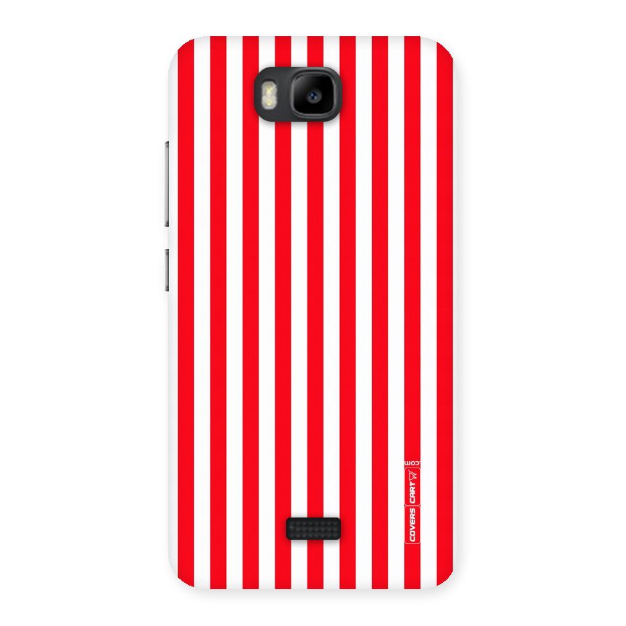 Red And White Straight Stripes Back Case for Honor Bee