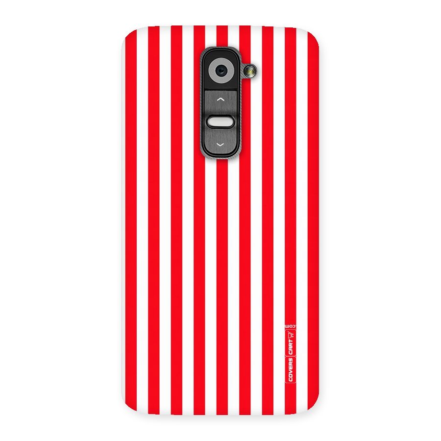 Red And White Straight Stripes Back Case for LG G2