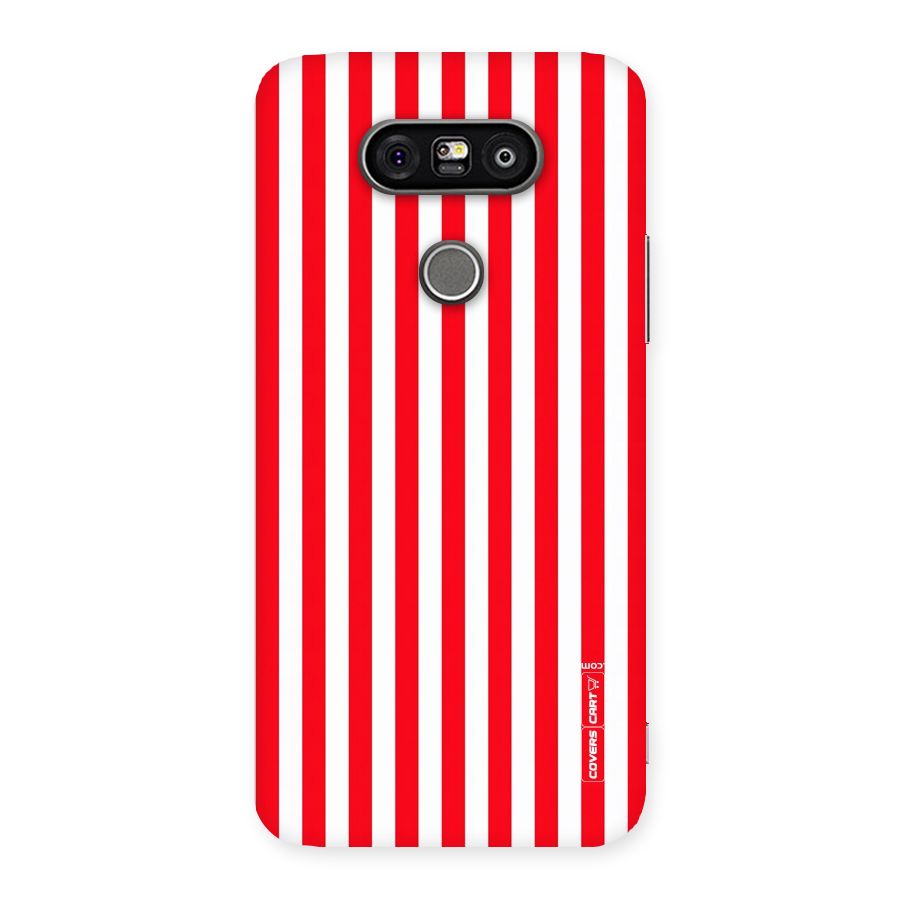 Red And White Straight Stripes Back Case for LG G5