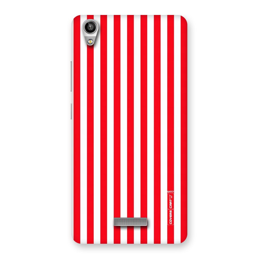 Red And White Straight Stripes Back Case for Lava-Pixel-V1