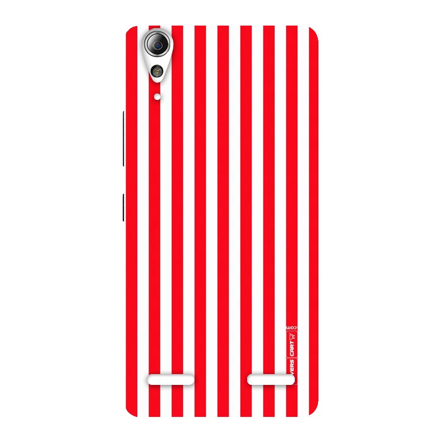 Red And White Straight Stripes Back Case for Lenovo A6000 Plus