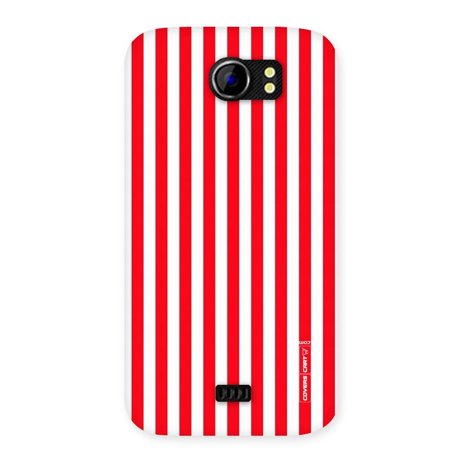 Red And White Straight Stripes Back Case for Micromax Canvas 2 A110
