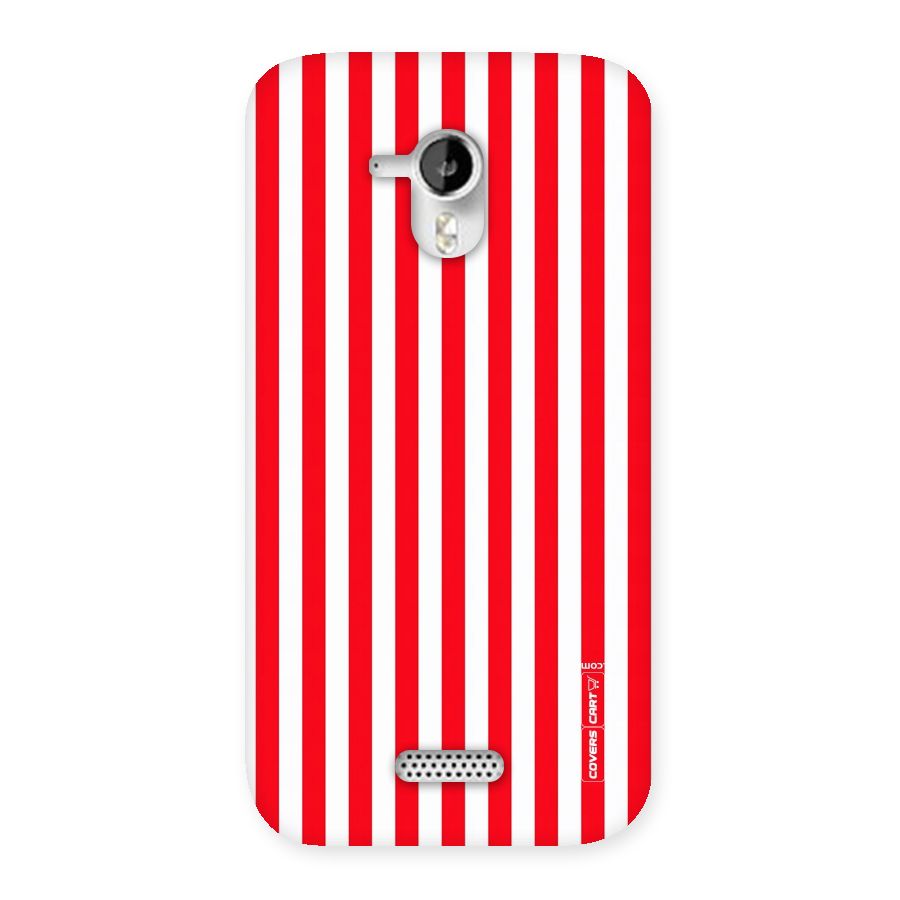 Red And White Straight Stripes Back Case for Micromax Canvas HD A116