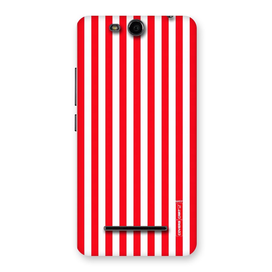 Red And White Straight Stripes Back Case for Micromax Canvas Juice 3 Q392