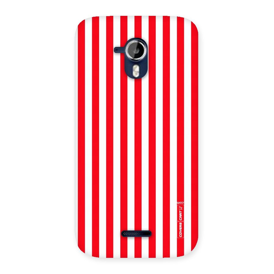 Red And White Straight Stripes Back Case for Micromax Canvas Magnus A117