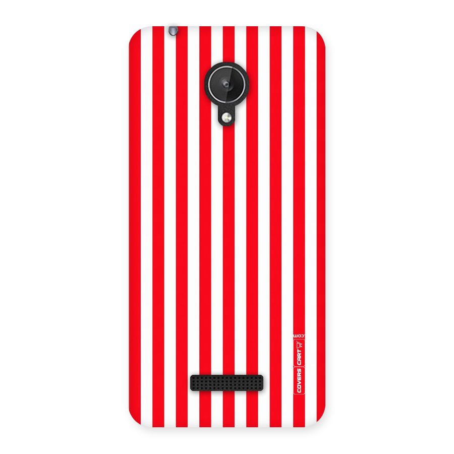 Red And White Straight Stripes Back Case for Micromax Canvas Spark Q380