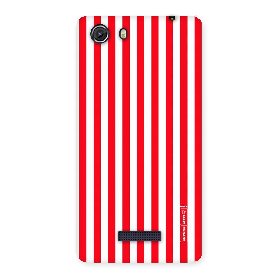 Red And White Straight Stripes Back Case for Micromax Unite 3