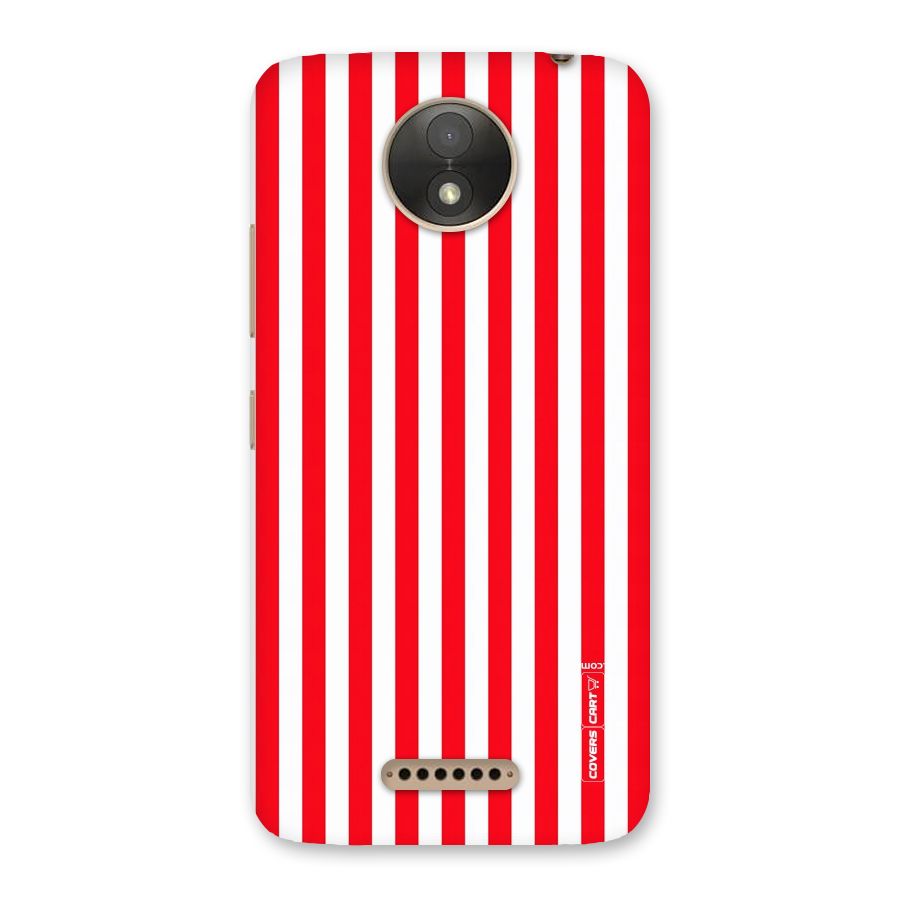 Red And White Straight Stripes Back Case for Moto C Plus
