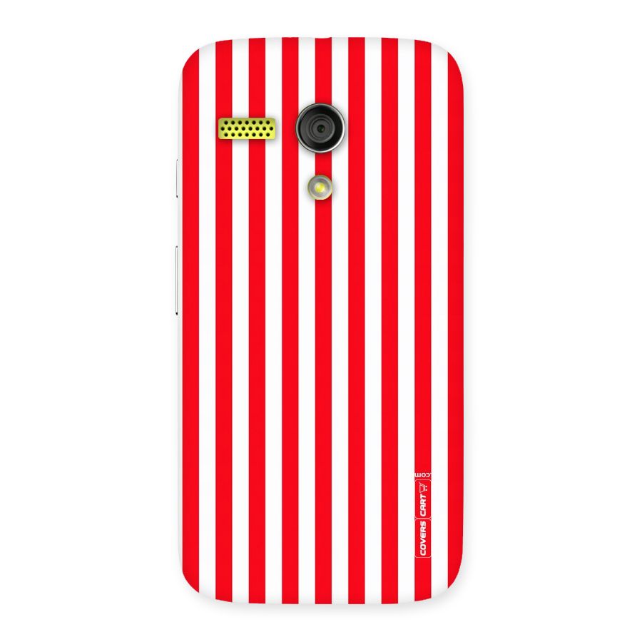 Red And White Straight Stripes Back Case for Moto G