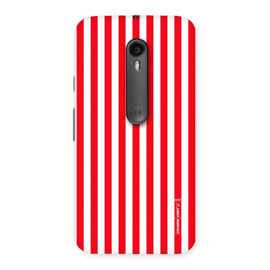 Red And White Straight Stripes Back Case for Moto G Turbo