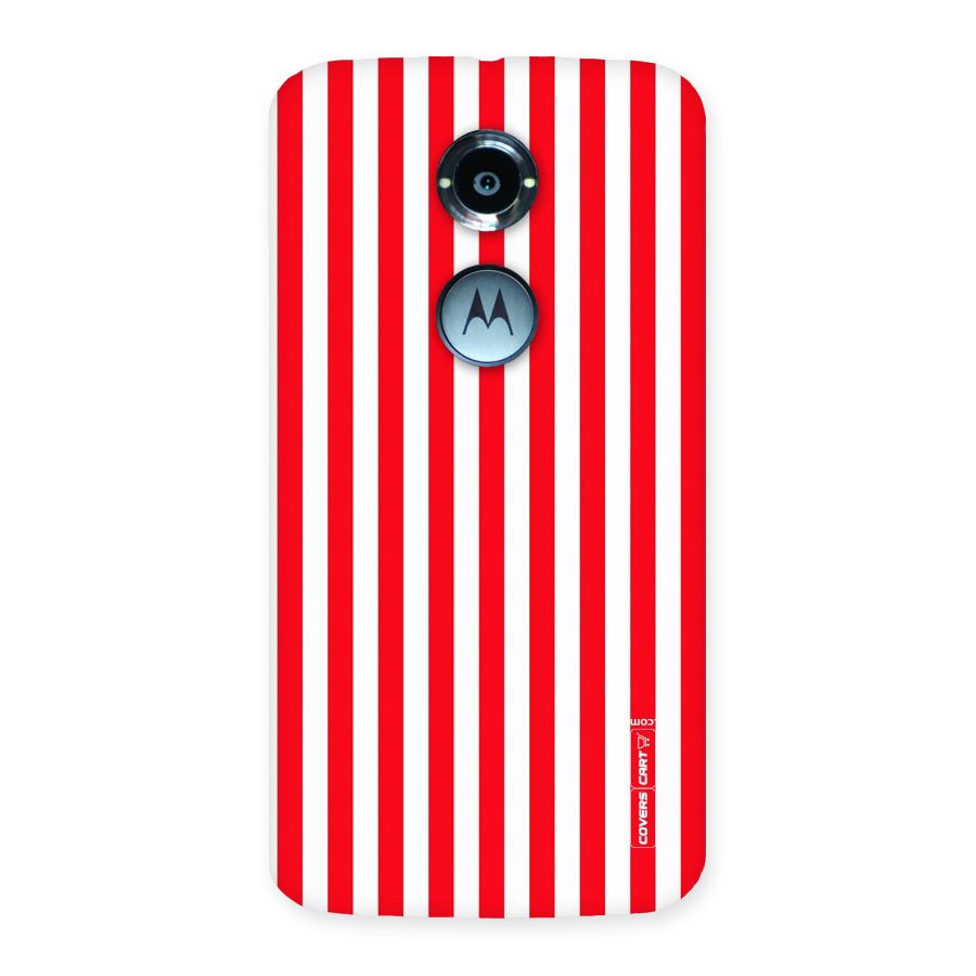 Red And White Straight Stripes Back Case for Moto X 2nd Gen