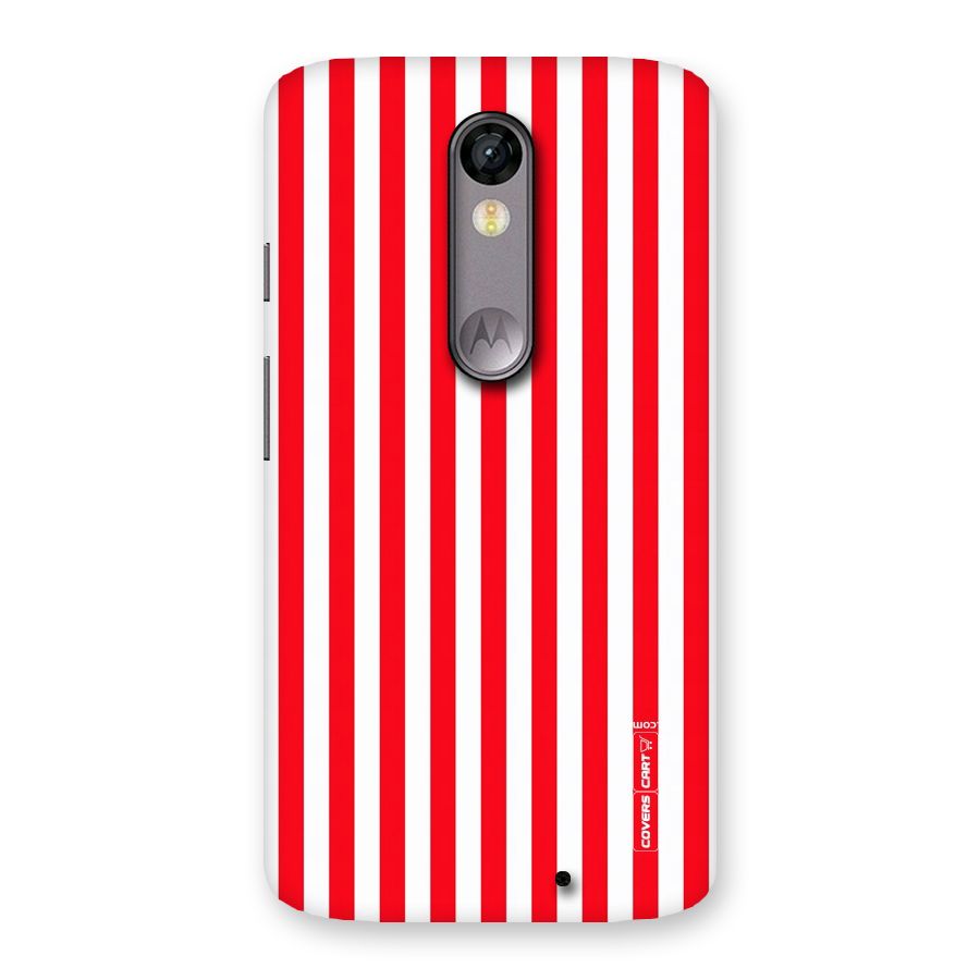 Red And White Straight Stripes Back Case for Moto X Force