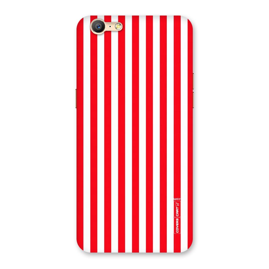 Red And White Straight Stripes Back Case for Oppo A57