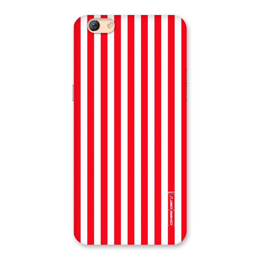 Red And White Straight Stripes Back Case for Oppo F3 Plus