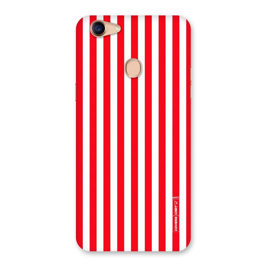 Red And White Straight Stripes Back Case for Oppo F5