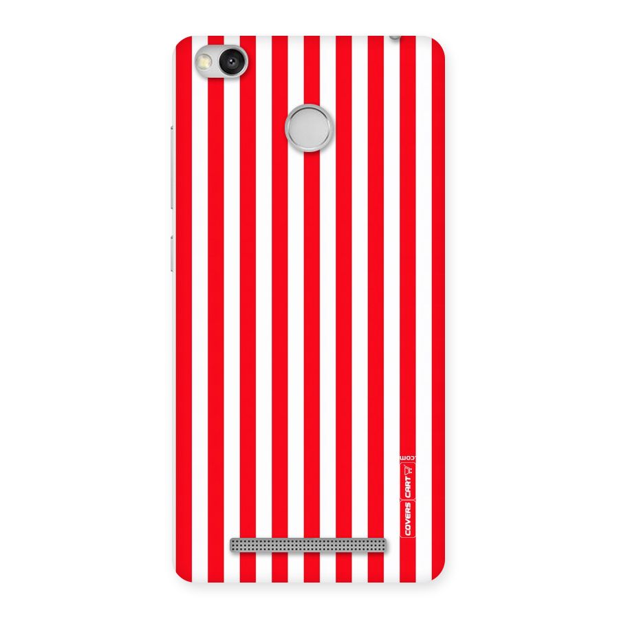Red And White Straight Stripes Back Case for Redmi 3S Prime