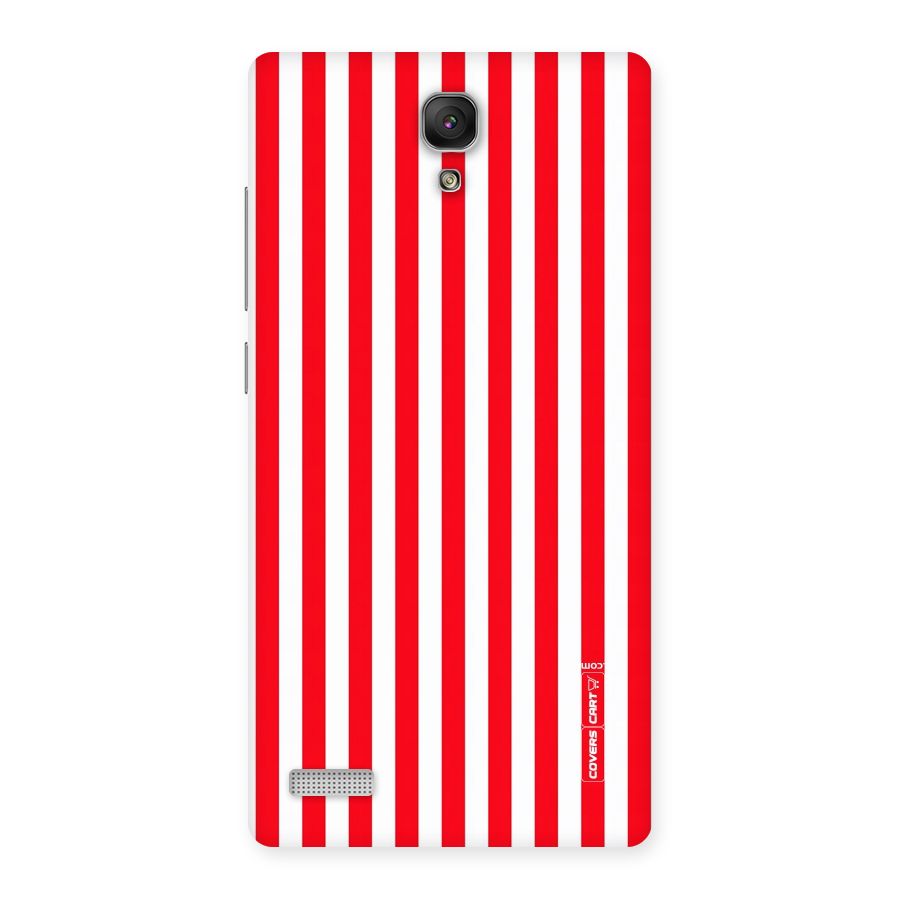 Red And White Straight Stripes Back Case for Redmi Note Prime