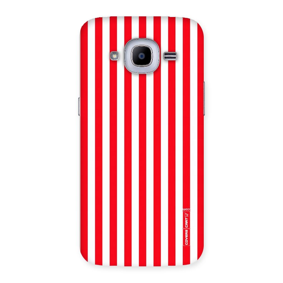 Red And White Straight Stripes Back Case for Samsung Galaxy J2 2016