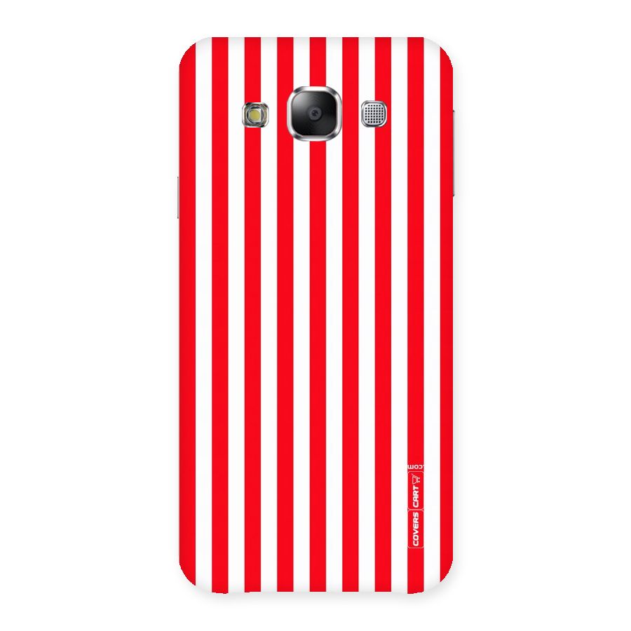 Red And White Straight Stripes Back Case for Samsung Galaxy E5