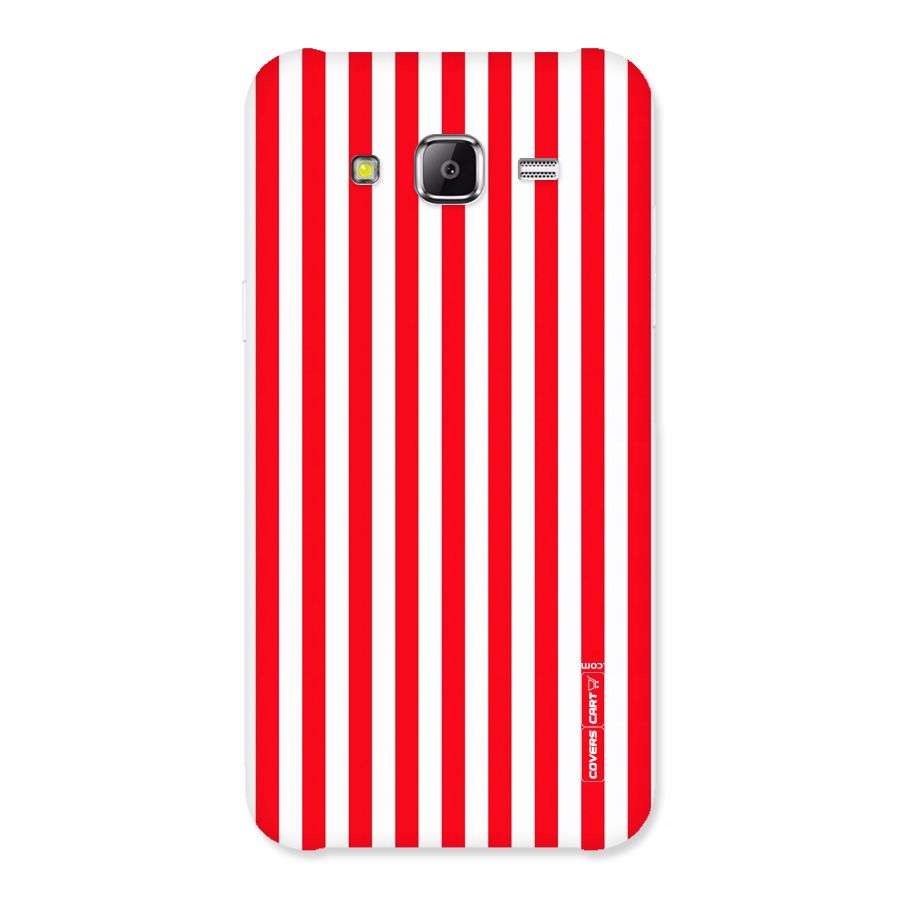Red And White Straight Stripes Back Case for Samsung Galaxy J5
