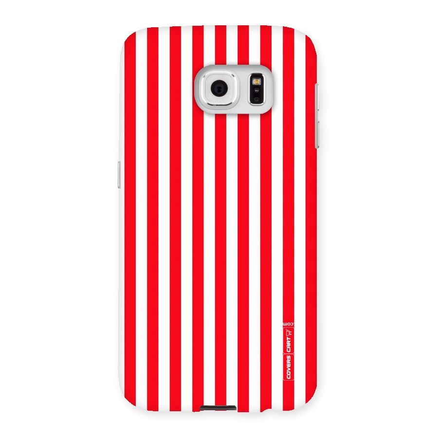 Red And White Straight Stripes Back Case for Samsung Galaxy S6