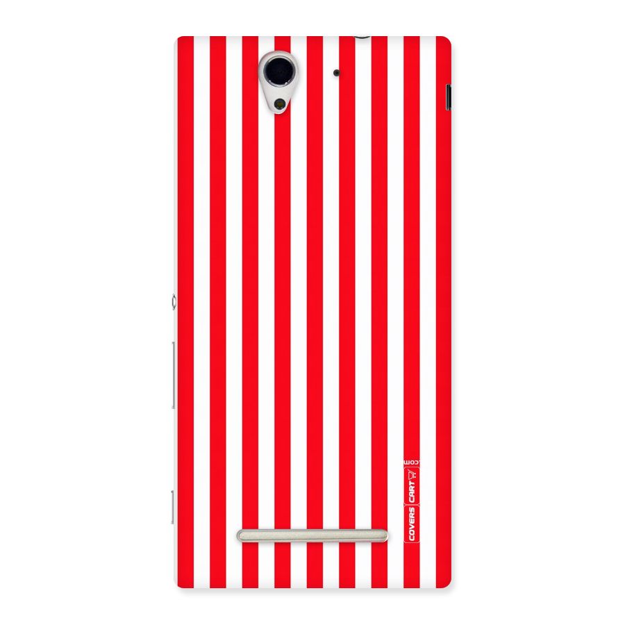 Red And White Straight Stripes Back Case for Sony Xperia C3