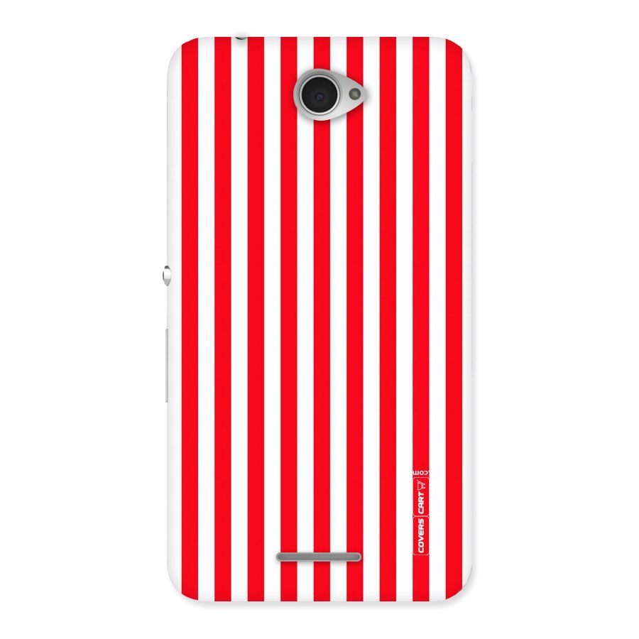 Red And White Straight Stripes Back Case for Sony Xperia E4