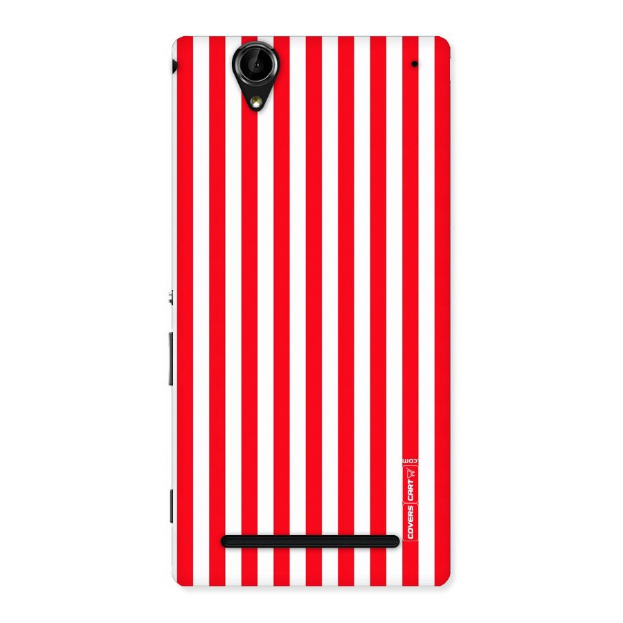 Red And White Straight Stripes Back Case for Sony Xperia T2