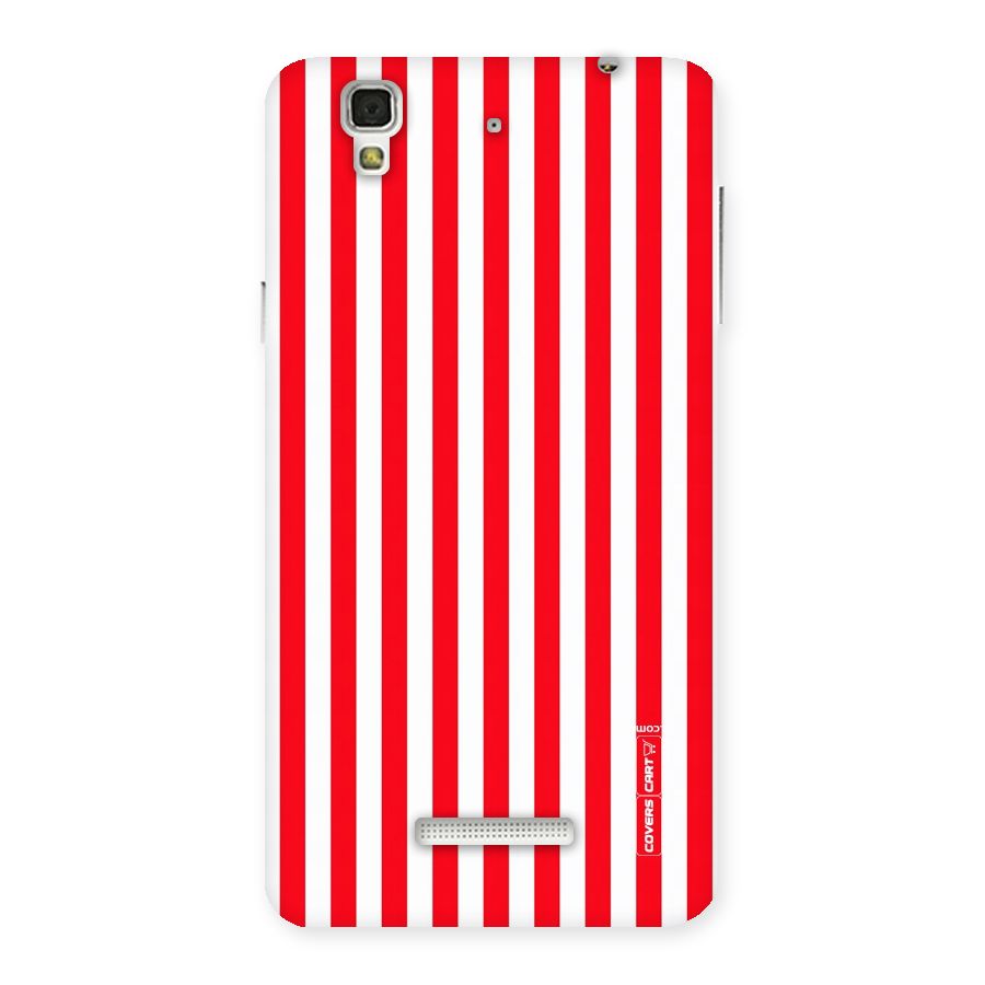 Red And White Straight Stripes Back Case for Yu Yureka