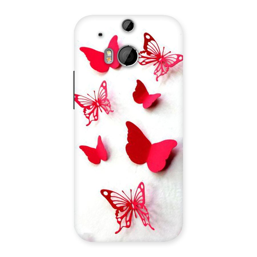 Red Butterflies Back Case for HTC One M8
