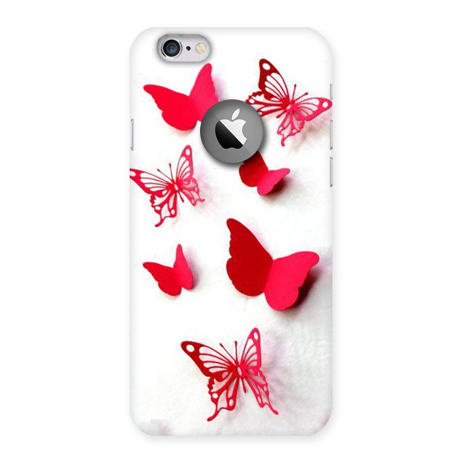 Red Butterflies Back Case for iPhone 6 Logo Cut